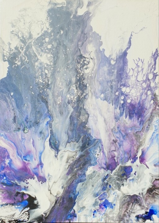 Malerei mit dem Titel "Purple Blue Silver…" von Iveta Zaharova (Kārkla), Original-Kunstwerk, Acryl
