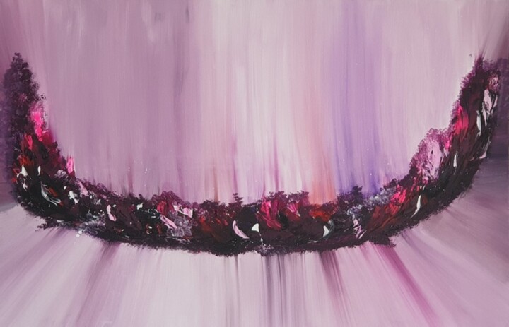 Painting titled "LARGE Pink Purple A…" by Iveta Zaharova (Kārkla), Original Artwork, Acrylic