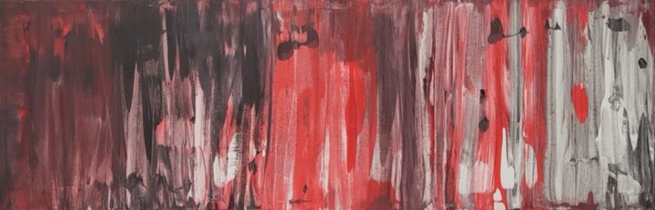 Painting titled "Red Silhouette Abst…" by Iveta Zaharova (Kārkla), Original Artwork, Acrylic