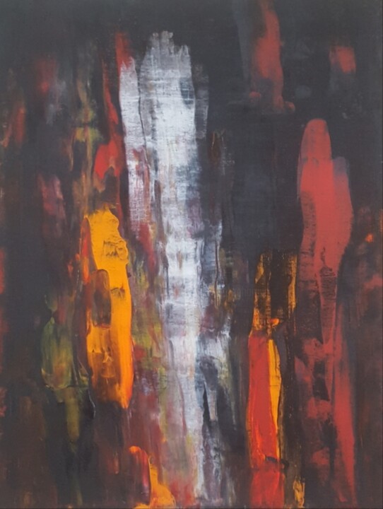 Painting titled "Red orange yellow a…" by Iveta Zaharova (Kārkla), Original Artwork, Acrylic