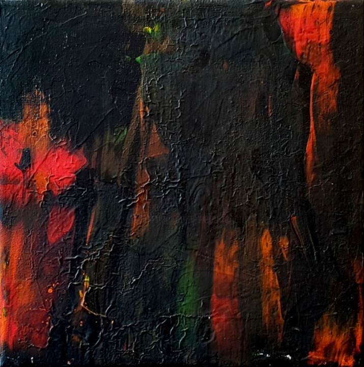 Painting titled "Orange Red Green Bl…" by Iveta Zaharova (Kārkla), Original Artwork, Acrylic