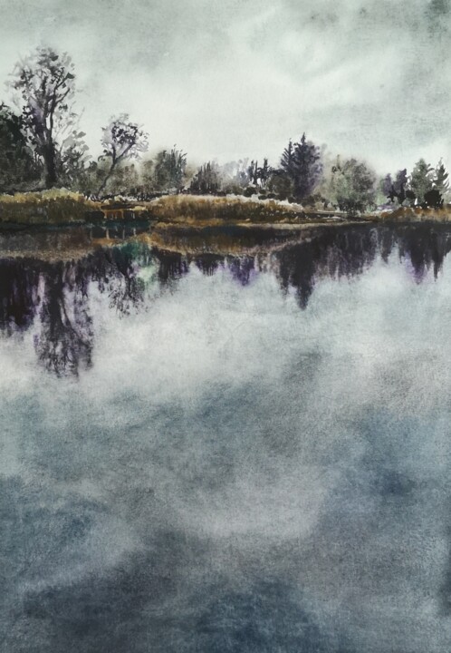 Painting titled "Late Autumn" by Im, Original Artwork, Watercolor