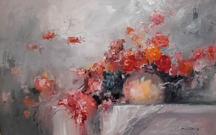 Картина под названием "Flowers" - Ivica Petraš, Подлинное произведение искусства, Масло