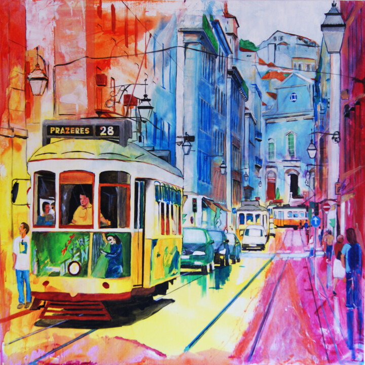 绘画 标题为“Lisboa, Rua da Conc…” 由Ivo Antunes, 原创艺术品, 丙烯