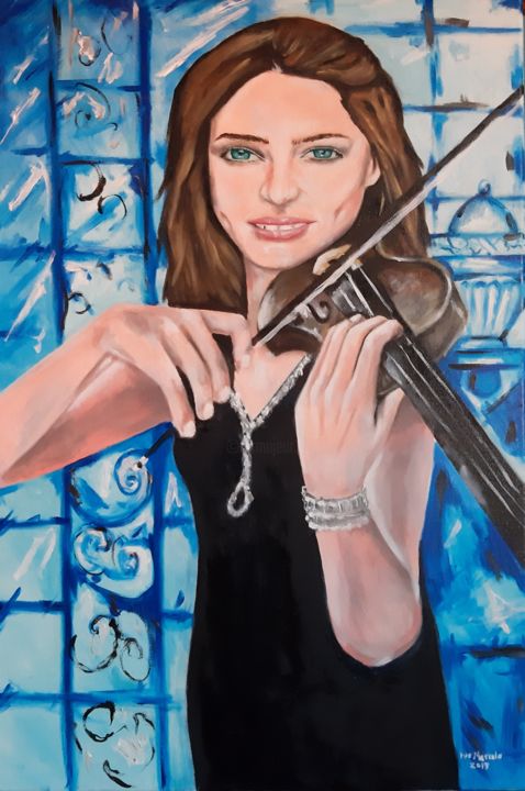Painting titled "Violinista" by Ivo Marcelo, Original Artwork, Oil