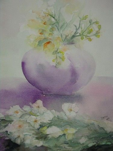 Painting titled "Flores blancas" by Ivone Tejerina, Original Artwork, Other
