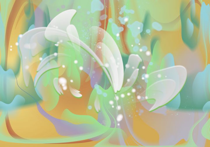 Digital Arts titled "Abstract Lily" by Irina Vladau, Original Art, Digital Print Mounted on Stretcher frame