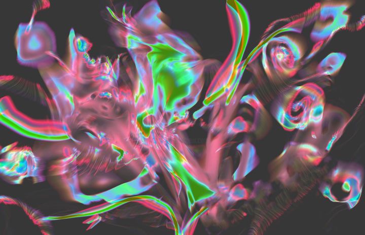 Digital Arts titled "Neon Glazed Iris" by Irina Vladau, Original Art, Digital Painting