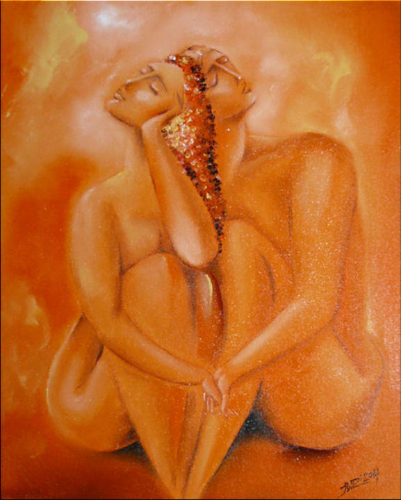 Pintura titulada "MIŁOŚĆ - LOVE" por Iwona Wierkowska-Rogowska, Obra de arte original, Oleo