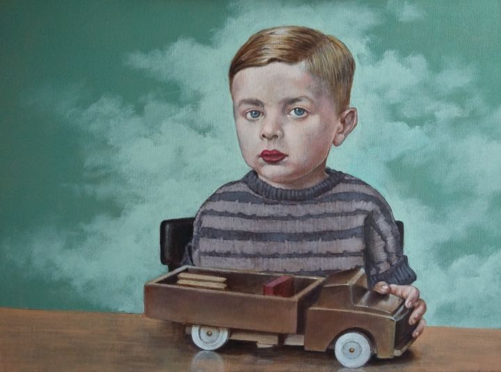 Painting titled "Le beau camion" by Stefano Console, Original Art, Acrylic Mounted on Stretcher frame