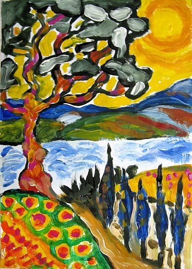 Pittura intitolato "Tree" da Ixygon, Opera d'arte originale, Olio