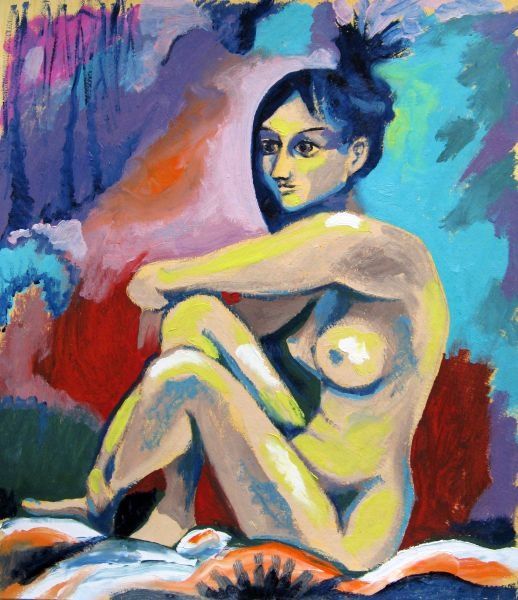 Painting titled "Woman" by Ixygon, Original Artwork, Oil