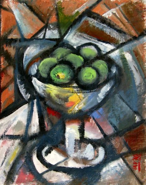 Painting titled "Lime" by Ixygon, Original Artwork, Oil
