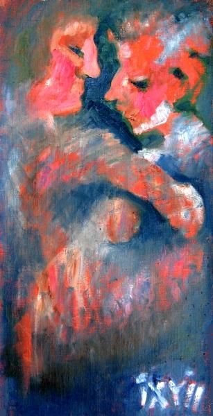 Картина под названием "Two Women, oil, can…" - Ixygon, Подлинное произведение искусства, Масло