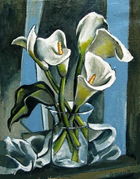Painting titled "Calla Lilly" by Ixygon, Original Artwork, Oil