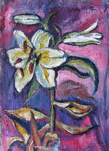 Painting titled "Lily" by Ixygon, Original Artwork, Oil