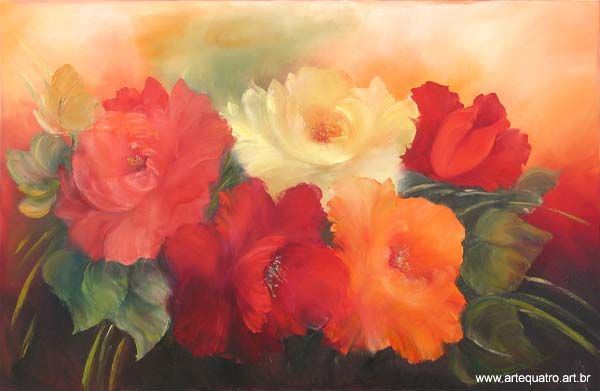 Painting titled "Rosas  /Maria Izabe…" by Iza, Original Artwork