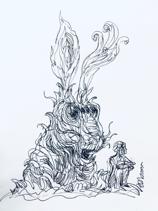 Drawing titled "Bestiaire-Alice 2" by Iza, Original Artwork, Ink