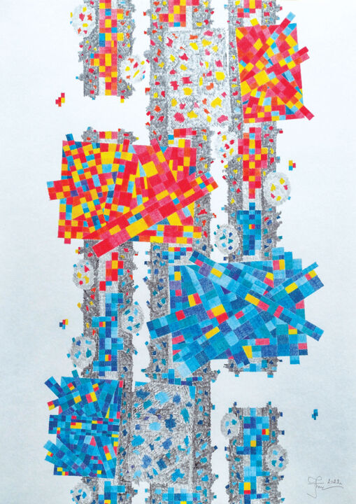 Dessin intitulée "La fréquence de la…" par Izabela Hren, Œuvre d'art originale, Crayon