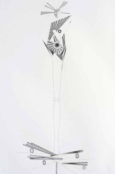 Drawing titled "L'ami imaginaire 2" by Izabela Hren, Original Artwork, Pencil