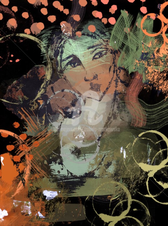 Цифровое искусство под названием "Green & Orange" - Izabela Rostkowska, Подлинное произведение искусства, Цифровая живопись