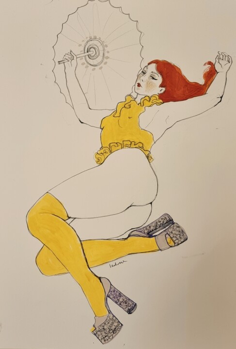 Drawing titled "Amour propre" by Izawera, Original Artwork, Acrylic