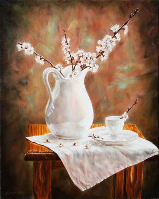 Painting titled "The afternoon tea(o…" by Iryna Zayarny, Original Art, Oil