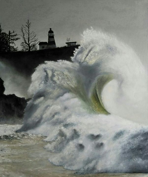 Painting titled "Storm" by Lev Bibinski, Original Artwork, Oil
