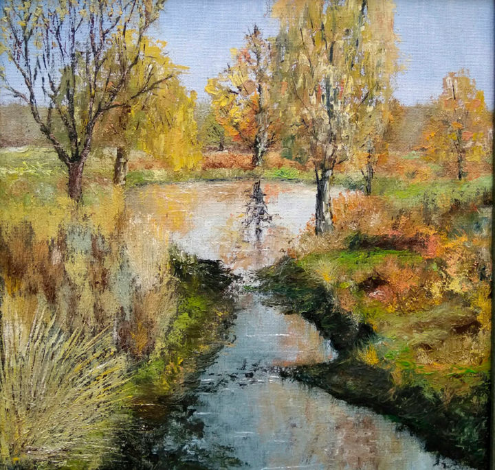 Painting titled "Autumn" by Lev Bibinski, Original Artwork, Oil