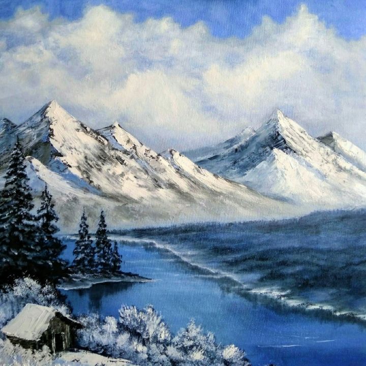 Painting titled "Old mountains" by Lev Bibinski, Original Artwork, Oil