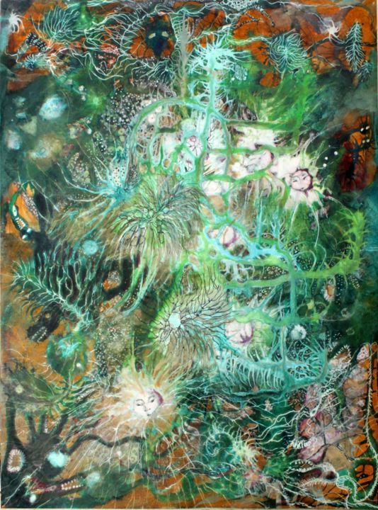 Painting titled "Streaming anemones…" by Izabella Ortiz, Original Artwork