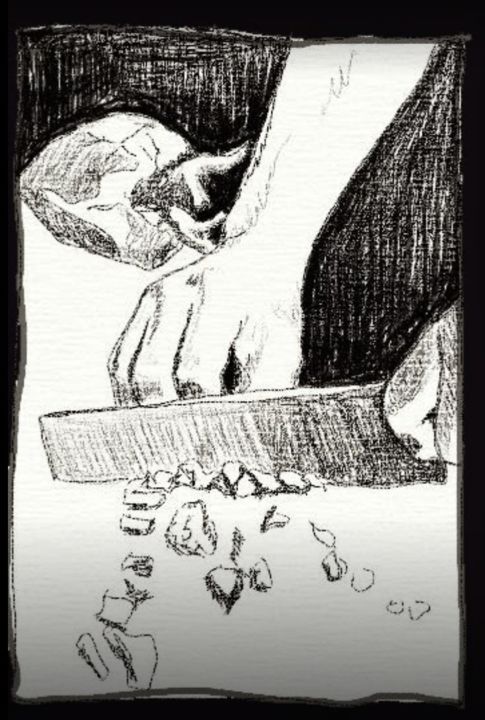 Drawing titled "Ecce Homo IV - Love" by Justafact.Osh, Original Artwork, Ink