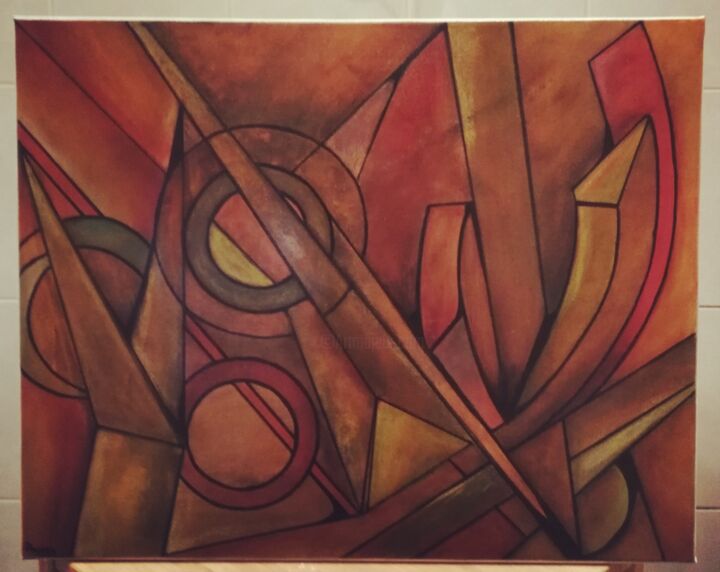 Painting titled "Cubism Art" by Poussy, Original Artwork, Acrylic