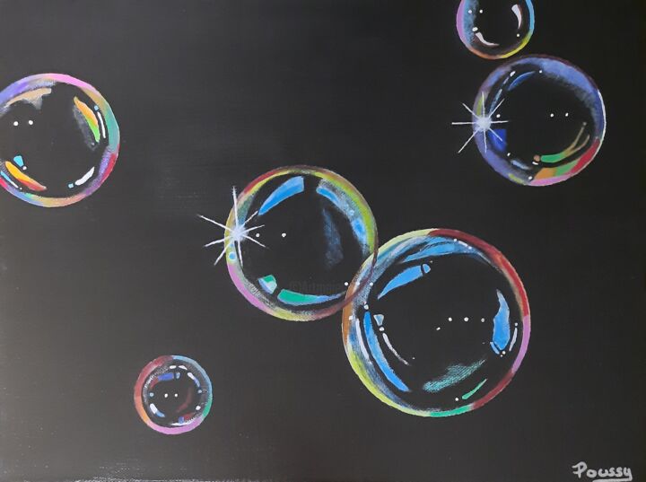Painting titled "Bubbles" by Poussy, Original Art, Acrylic