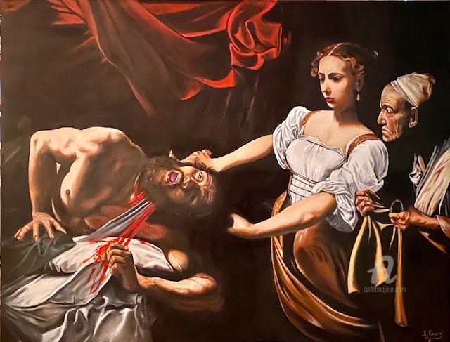 Painting titled "Judith décapitant H…" by Joseph Campoy, Original Artwork, Oil