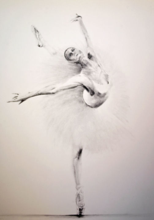 Dessin intitulée "Ballerina 3" par John C, Œuvre d'art originale, Fusain