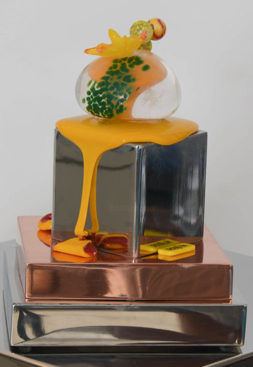 Sculpture intitulée "Mushroom Flower" par J Costa, Œuvre d'art originale, Acier inoxydable