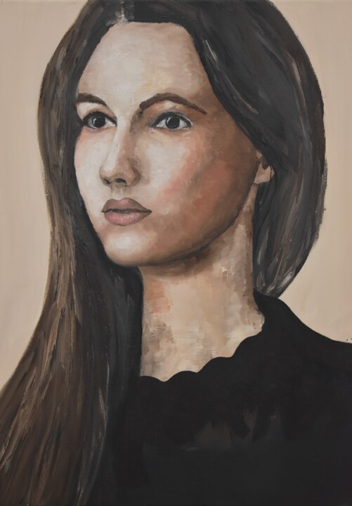 Schilderij getiteld "Emily" door J.Jella, Origineel Kunstwerk, Olie Gemonteerd op Frame voor houten brancard