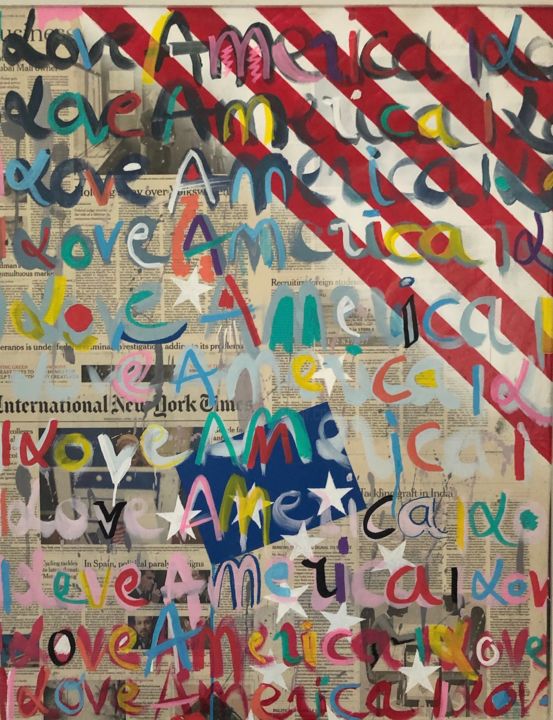 Peinture intitulée "Love america" par Jacques Durand, Œuvre d'art originale, Acrylique Monté sur Châssis en bois