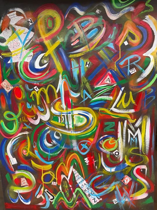 Peinture intitulée "Alphabet" par Jacques Durand, Œuvre d'art originale, Acrylique