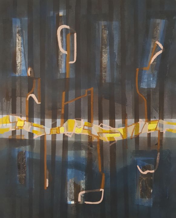Painting titled "Truth Windows" by J.Kesin, Original Art, Oil Mounted on Stretcher frame