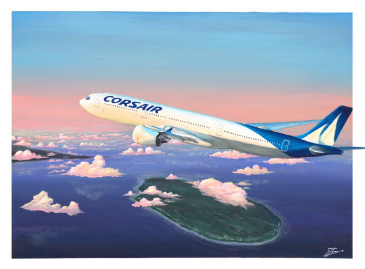 绘画 标题为“A330 Neo Corsair” 由J.Lemki, 原创艺术品, 丙烯
