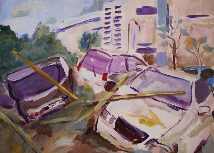 Painting titled "catastrofe" by J.M. Mondria, Original Artwork, Acrylic