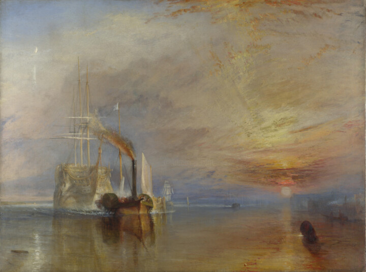 Painting titled "The Fighting Temera…" by J. M. W. Turner, Original Artwork, Oil