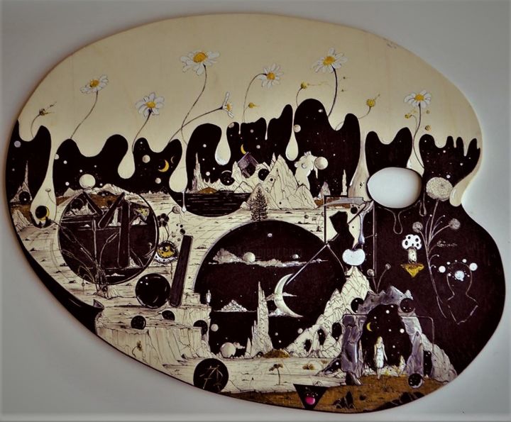 Pintura intitulada "Utopia do Caminho" por Miguel Rodrigues, Obras de arte originais, Lápis