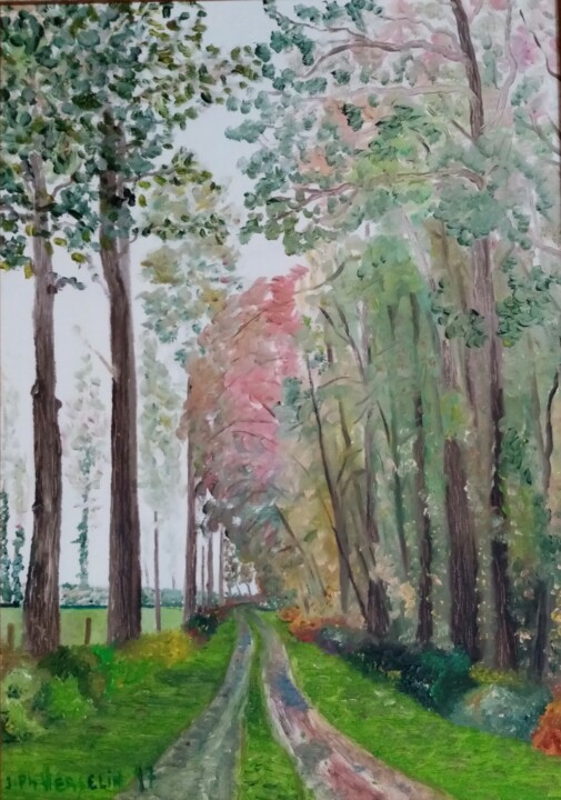 Peinture intitulée "Le chemin aux champ…" par J-Ph Verselin, Œuvre d'art originale, Huile Monté sur Châssis en bois