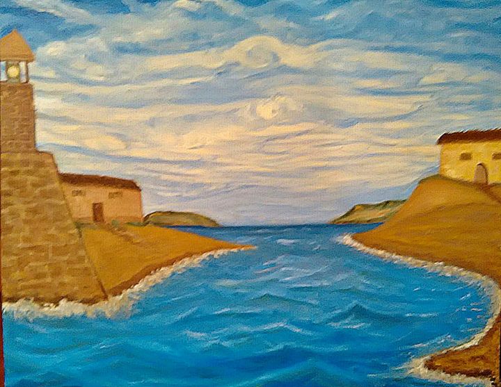 Pintura titulada "El estrecho" por Ros, Obra de arte original, Oleo