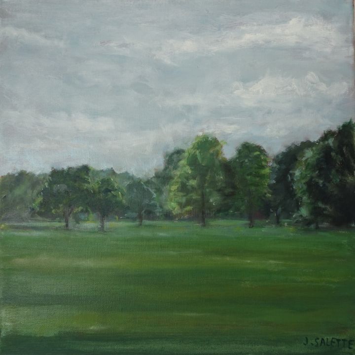 Картина под названием "Les pelouses d'Hyde…" - Julien Salette, Подлинное произведение искусства, Масло Установлен на Деревян…