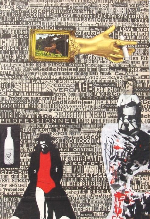 Collages intitolato "Goldfinger" da Jaroslav Seibert, Opera d'arte originale