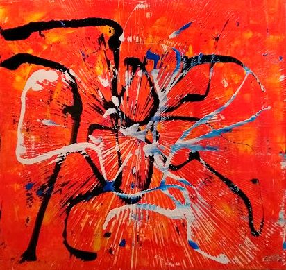 Schilderij getiteld "Fury" door Marcel Van Vliet, Origineel Kunstwerk, Acryl Gemonteerd op Houten paneel